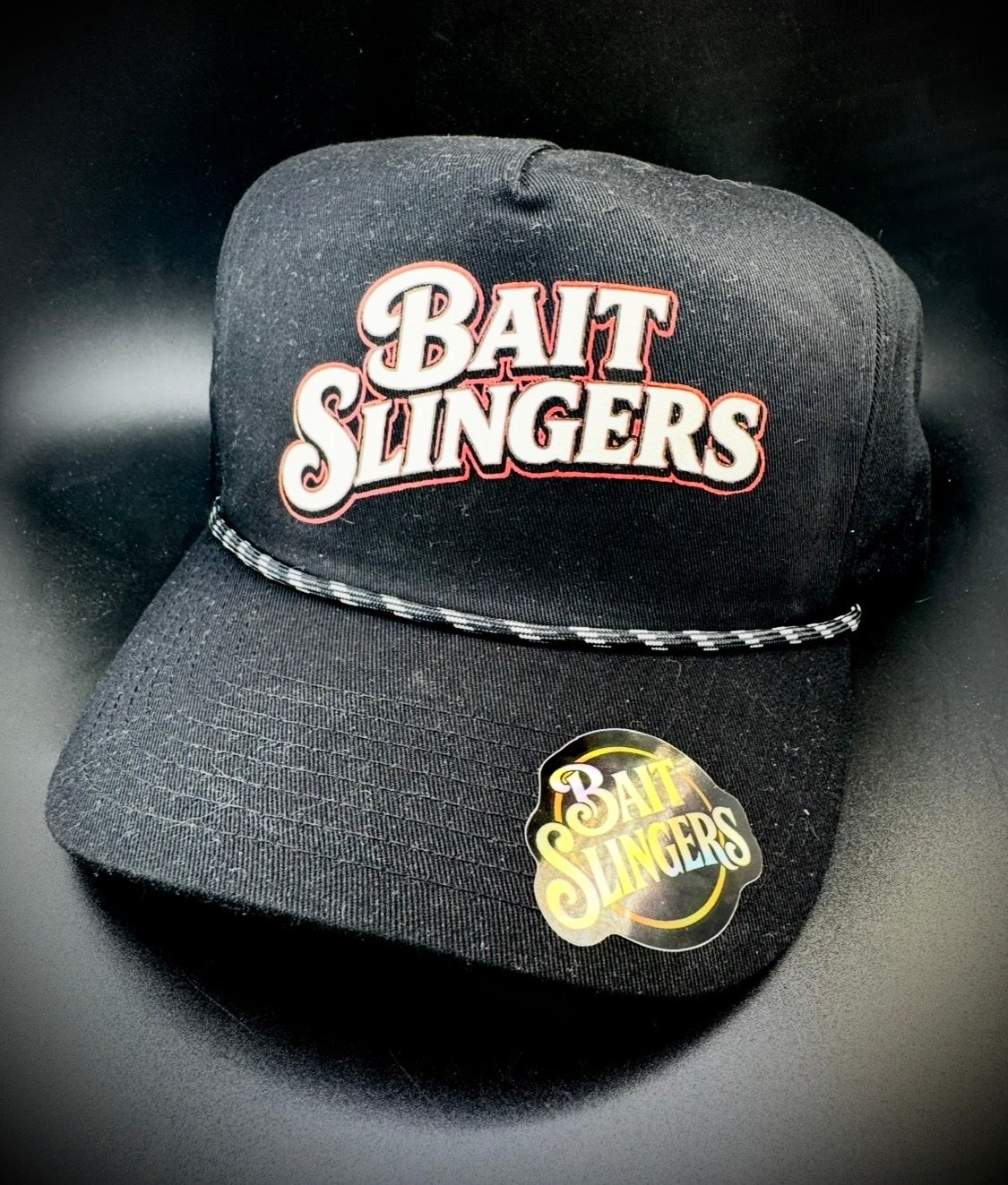 Black rope unstructured hat