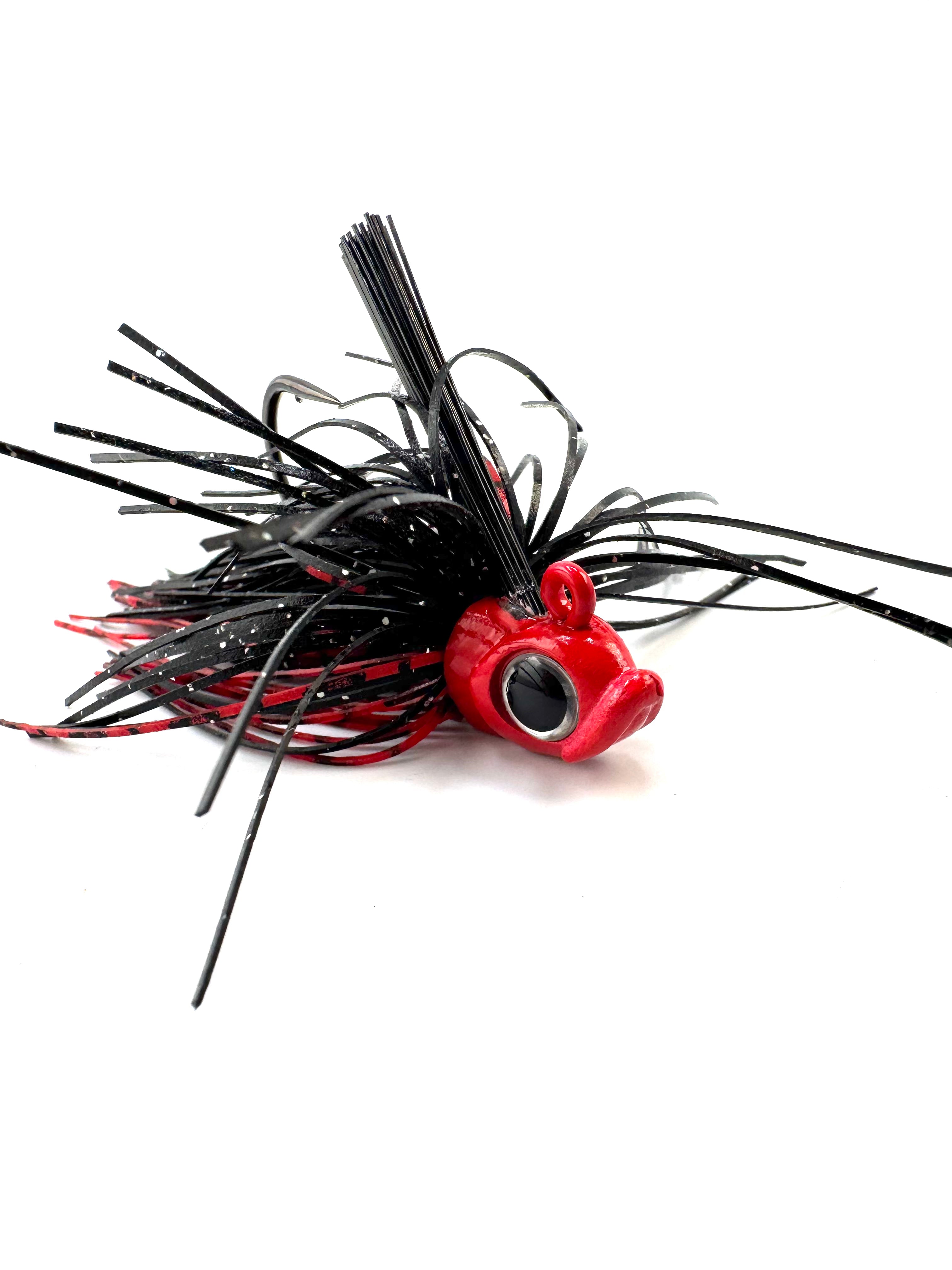 3/4oz red/black skirted jig #7